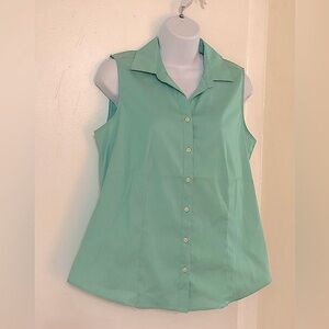 Charter Club Tulum Blue Sleeveless Button Down Shirt.Core Fashion.Woman’s Sz 8